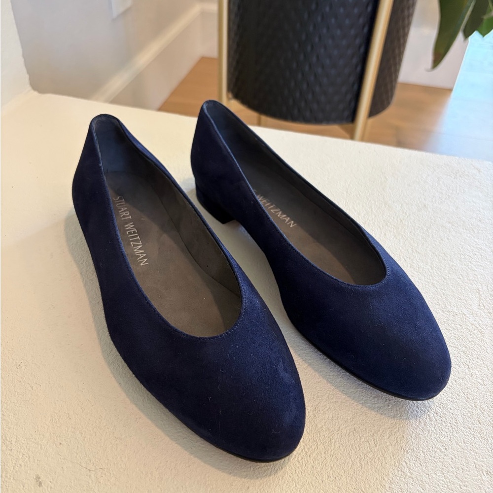 Stuart Weitzman Chic 6M Blue Suede Ballet Flats